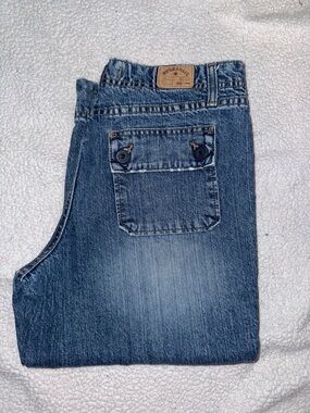 Hydraulic Jeans 9 Blue Denim Straight Leg Button Pocket Cuff Detail